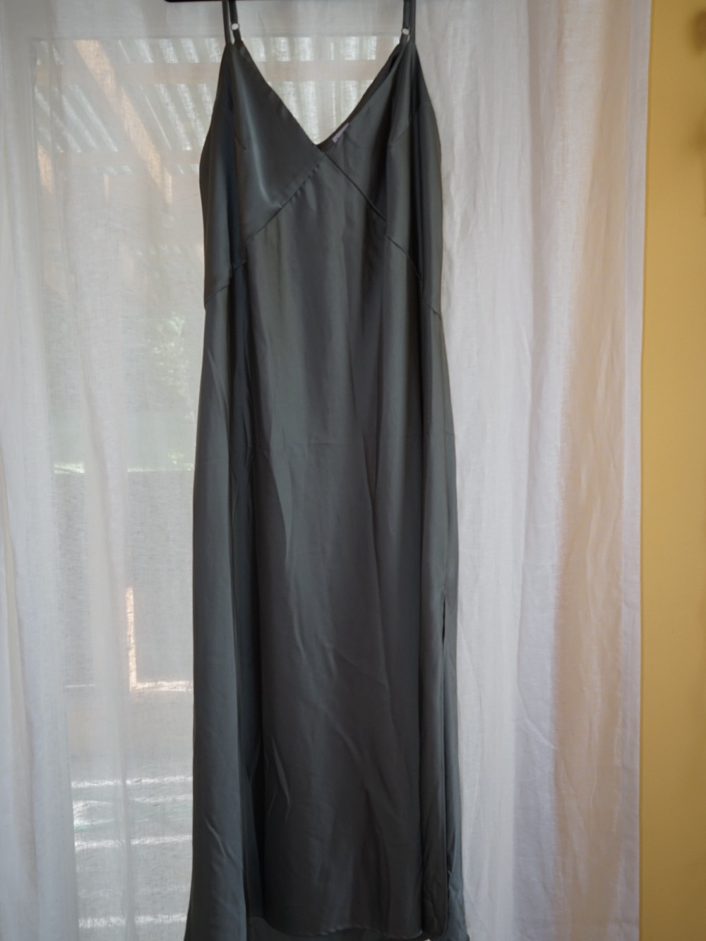 a new day Charcoal Sage Green Satin Slip Maxi Dress